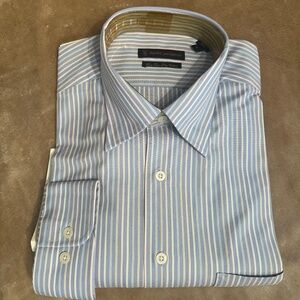 New Henry Jacobson, size Lg, Oxford blue/ multi-color woven sport shirt